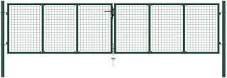 vidaXL Mesh Gartentor Doppelflügeltor Doppeltor Gartentür Zauntor Hoftor Zauntür Gartenpforte Einfahrtstor Tor Stahl 400x75cm Grün