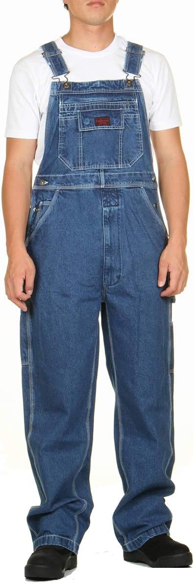 Five Brother Enzyme Washed Hidden Zipper Pocket Denim Bib Overall