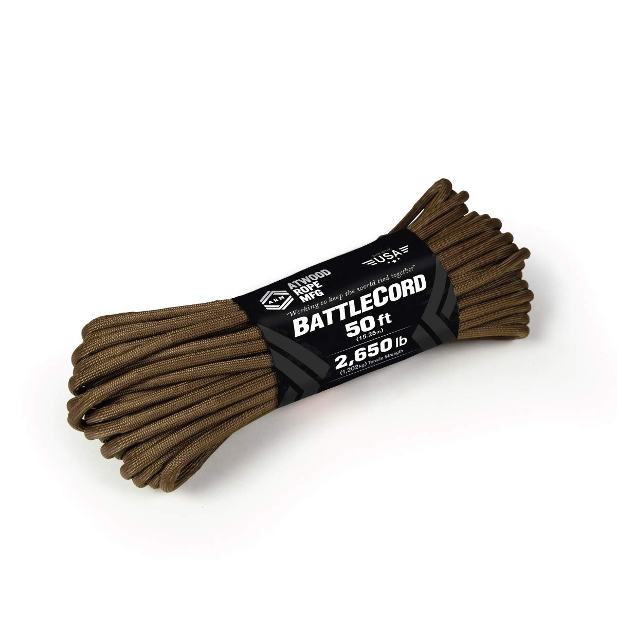 Atwood Rope MFG 5.6MM BattleCord - 2650lb Tensile Strength (Coyote, 50)