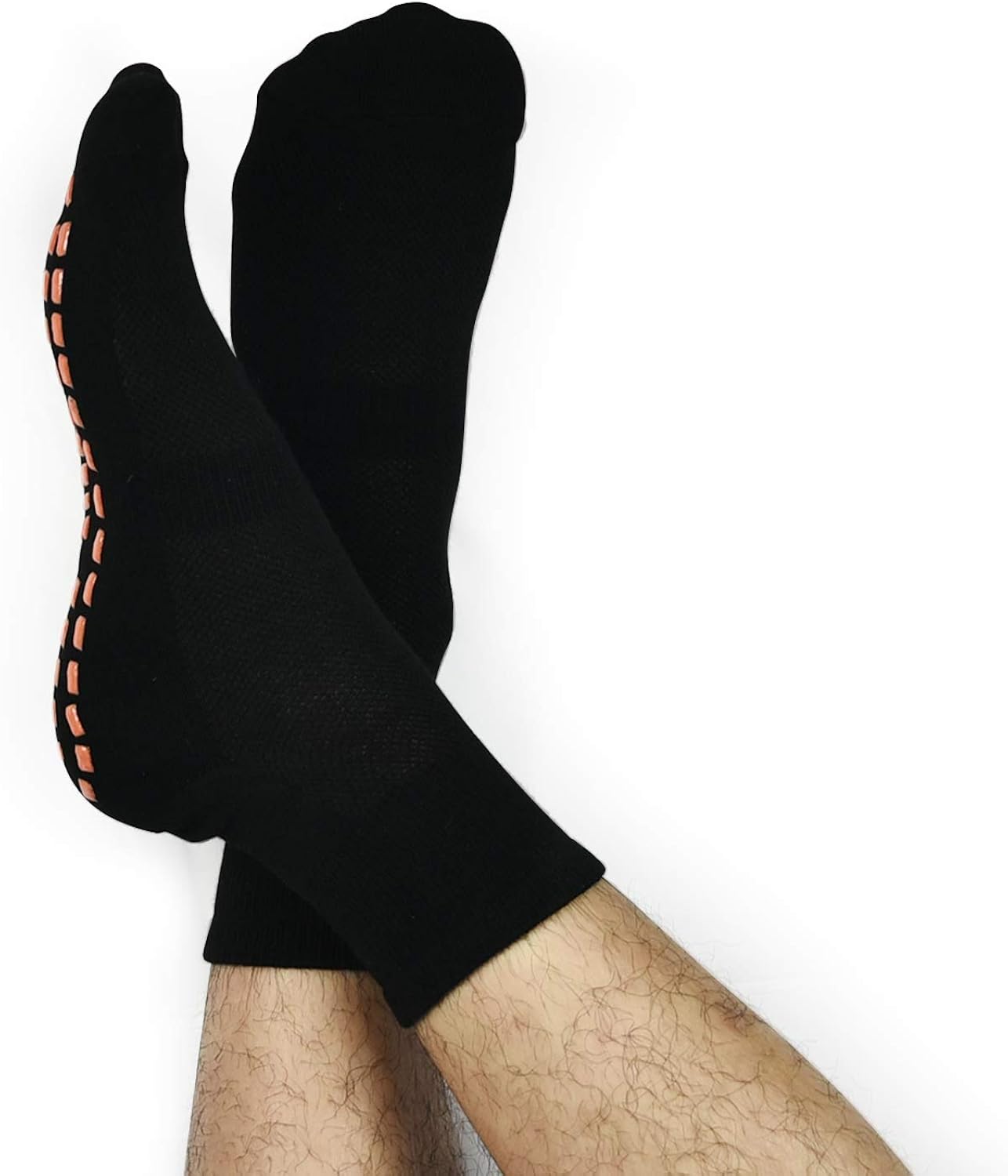 Men Anti-Skid Grips Sokcs 4 pack Yoga Barre Fitness Hospital Slipper Socks: Clothing