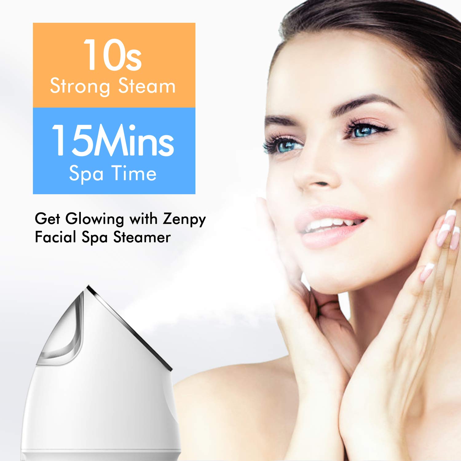Zenpy Nano Ionic Facial Steamer Warm Mist Humidifier Atomizer Precise Temp Control Touch switch Humidifier Moisturizing Face Spa Steamer Blackhead Remover kit Hair Band: Beauty