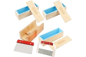 Premium Soap Making Kit with 3PCS 42oz Silicone Moldss & Wooden Box & Two Cutter, Complete Crafting Set for Pour or Cold Process Soap, by GNIEMCKIN