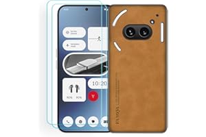 S YTALAND Ytaland for Nothing Phone 2a Case,with 2 x Tempered Glass Screen Protector. (3 in 1) PU Leather Silm Shockproof Bumper Protective Phone Cover (Brown)