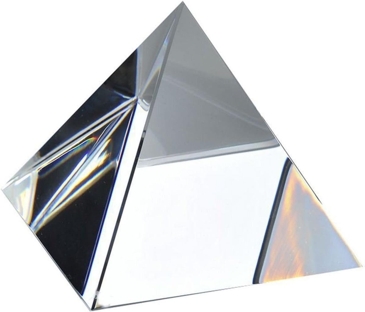 Clear Optical Glass Pyramid Crystal Healing Prism Science Optics Ornament 60mm