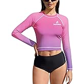 BesserBay Women's UPF 50+ Long Sleeve Rashguard Swimming Crop Top