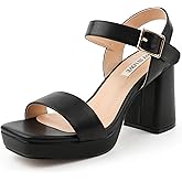 JOY IN LOVE Women's Chunky Platform High Heels Ankle Strap Block Heel Sandals