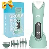Zesuti Electric Bikini Trimmer for Women,Electric Razors for Women,Cordless Pubic Hair Trimmer,IPX7 Waterproof & LED Display Mens Ball Trimmers Bikini Shaver for Underarm Leg Arm,Gifts Green