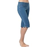 PajamaJeans Ladies Bermuda Shorts for Women - Pedal Pushers for Women Knee Length Shorts - Pull on Shorts Women with Pockets