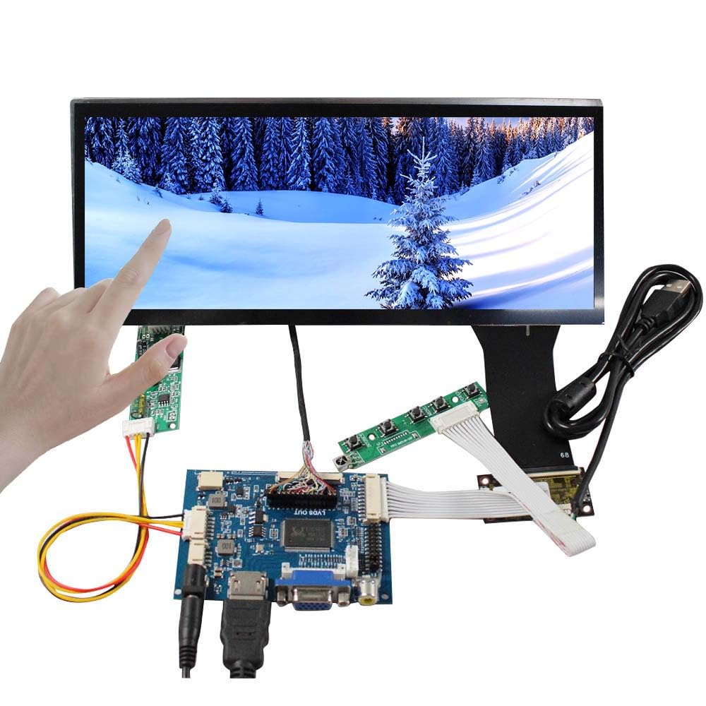 VSDISPLAY 10.3 Inch Touch Screen 1920x720 IPS High Brightness 800 Nits Monitor for DIY Outdoor/Automotive/Computer Display,with VGA AV Board VS-TY2662-V1