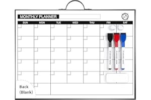 ARCOBIS Monthly Calendar Whiteboard - 12" x 16" Double-Sided Magnetic Dry Erase Board with Black Frame - Portable Wall Hanging Planner for Home, Office, School