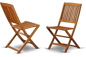 East West Furniture BCMCWNA Cameron Foldable Patio Dining Chairs - Acacia Wood, Set of 2, Natural Oil