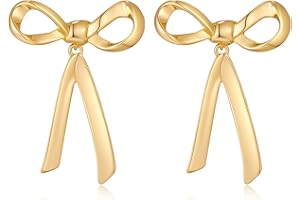 FAMARINE Gold Silver Bow Earrings for Women Fashion Earrings Gift