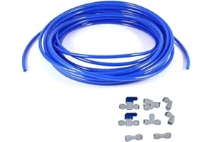 LIIMEVVON Lemoy 1/4" Quick Connect Water Purifiers Tube Fittings for RO Water Reverse Osmosis System Ball Valve+Y+L+I+T Type+5 meters 15 feet tubing hose pipe blue for RO Water Reverse Osmosis System blue