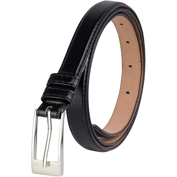 Amazon.com: Womens Leather Casual Dress Plain Black Belt  display picture 1