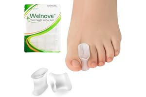 Welnove Upgraded Gel Toe Separators – 8-Pack Aloe Vera Extract Infused Silicone Toe Spacers for Straightening Overlapping Toes, Calluses – Bunion Corrector for Men and Women (Large, Clear)