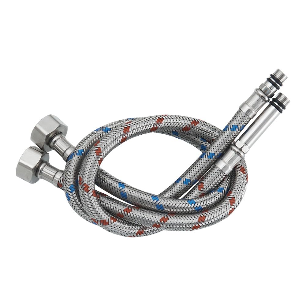 Haiba 2 x M10 x1/2 Flexible Tap Connectors (600mm) Kitchen/Basin Stainless Steel Braided Hose