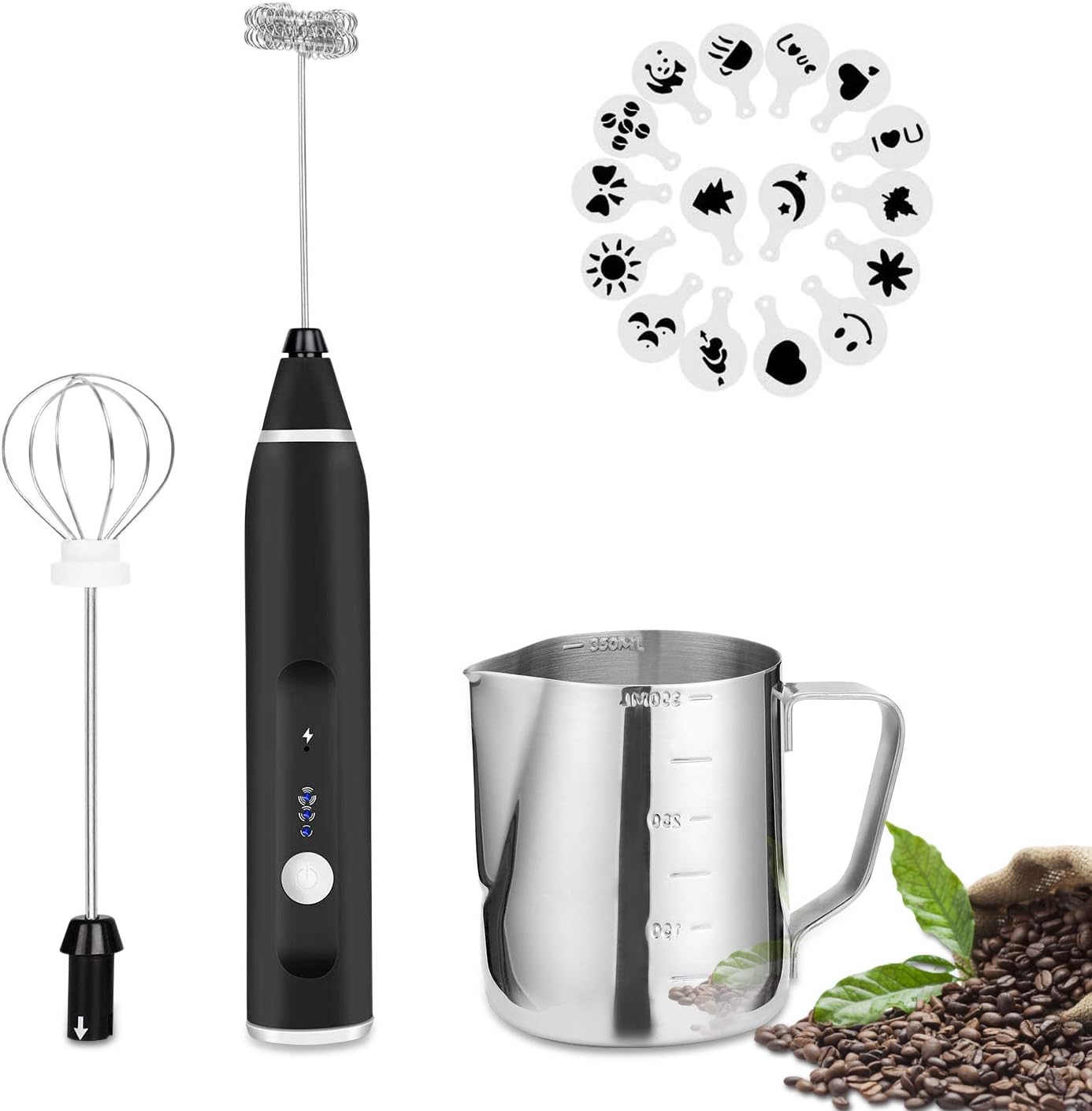 Milk Frother Handheld Electric,FITNATE Coffee Frother with Pitcher for