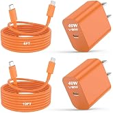iPhone 17 16 15 Pro Max Charger Fast Charging， 2 Pack 40W USB C Super Fast Charger Block with 6/10FT Long USB C Charging Cable Cord for iPhone 17 16 15 Pro Max/16 15 Pro/16 15,iPad Pro/Air, MacBook