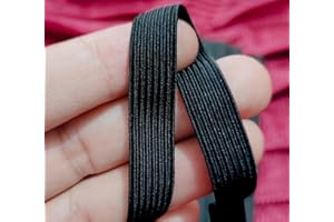 Noshad® Black, 12mm - 1/2" Half inch Flat Elastic Band Cord for Sewing Skirt, Dressmaking, Haberdashery, Clothing, DIY Scrunchies, Arts and Crafts Accessory, Material, Supplies (20Meter - 22Yard)