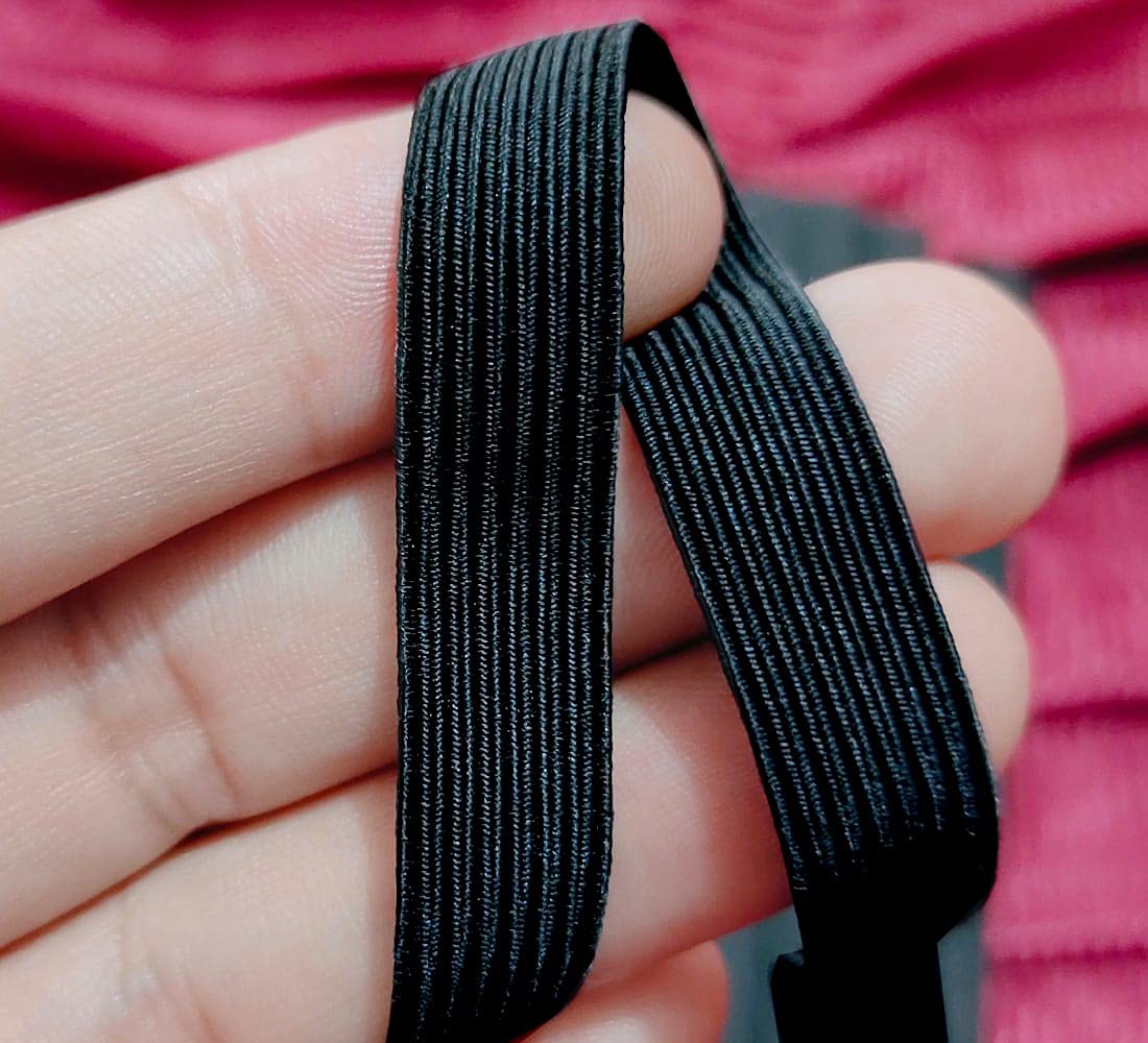 Noshad® Black, 12mm - 1/2" Half inch Flat Elastic Band Cord for Sewing Skirt, Dressmaking, Haberdashery, Clothing, DIY Scrunchies, Arts and Crafts Accessory, Material, Supplies (10Meter - 11Yard)