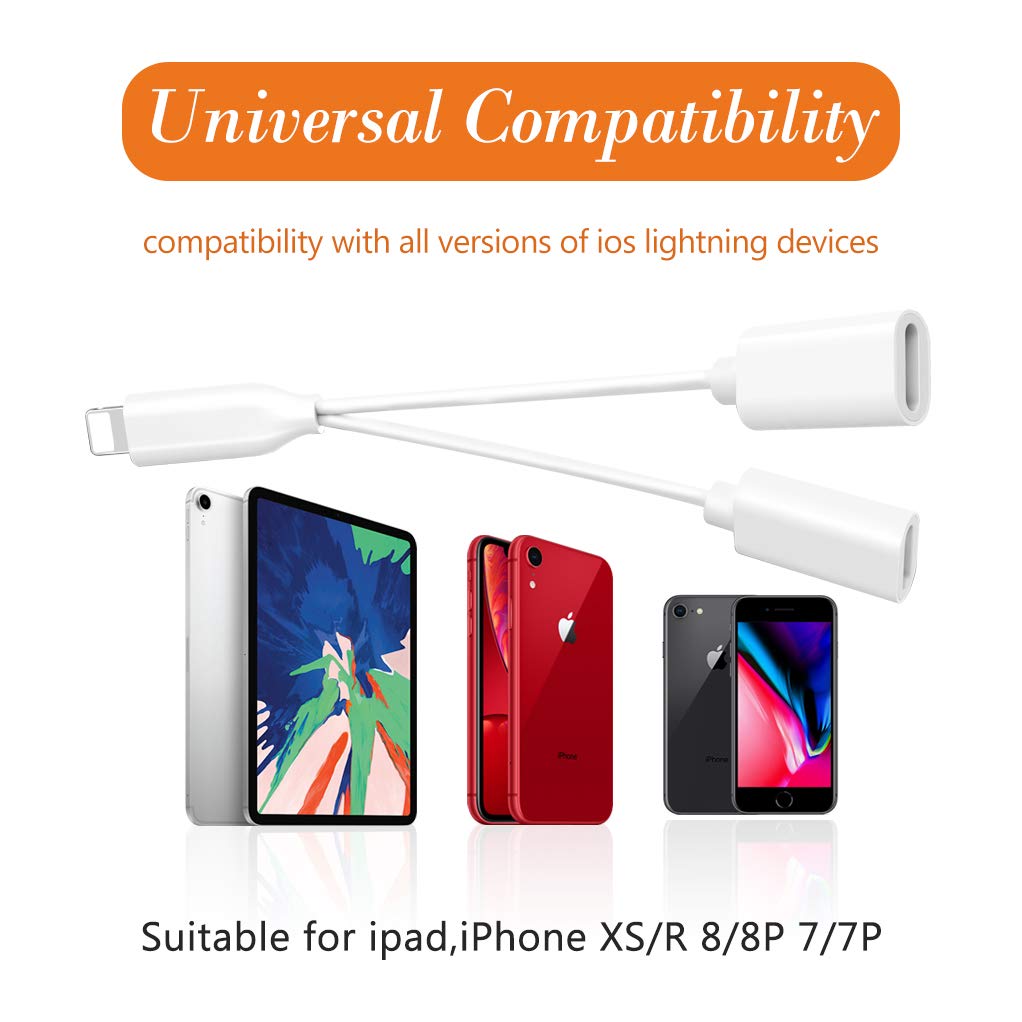 Elettronica Adattatore jack per Dongle per cuffie per cavo per iPhone 4 in  1 Adattatore per cuffie Carica iPhone e musica e chiamata Adattatore per  caricabatterie Compatibile con iPhone X/XS/XR/8/7 Sistema IOS