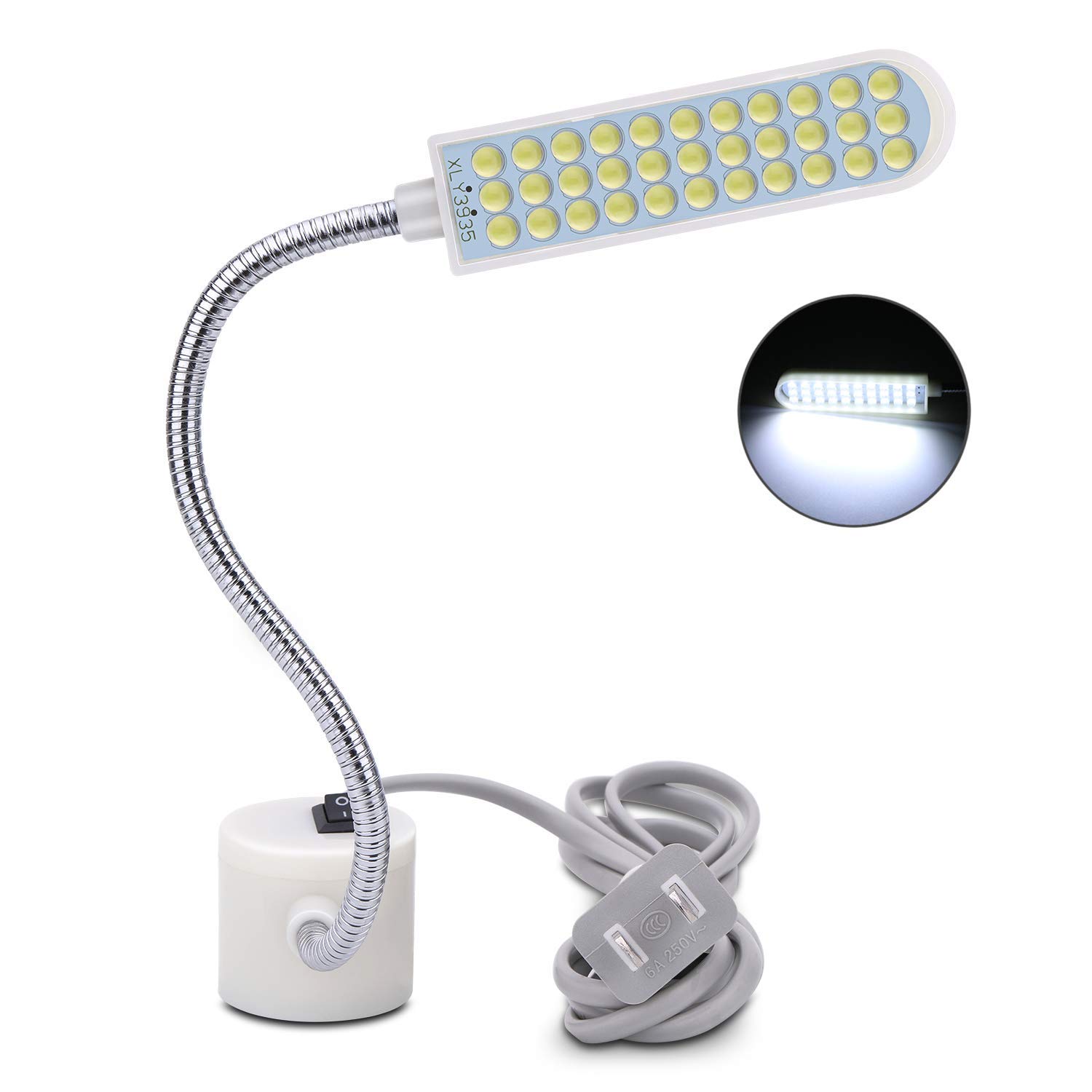 Harmiey Sewing Machine Light (36LED) Gooseneck Work Light With Magnetic Mounting Base, White Soft Lamp for Lathes, Drill Presses, Workbenches