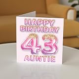 Stuff4 43rd Birthday Card Auntie Pink Purple Glitter Balloons 145mm UK view 3