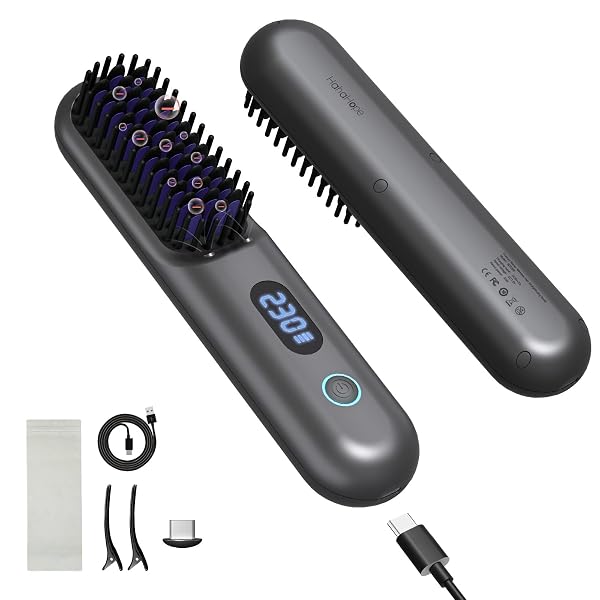 CORDLESS HAIR STRAIGHTENER BRUSH – PORTABLE STRAIGHTENER BRUSH...