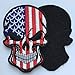 SpaceAuto Bundle 3 Pieces Skull Head w/ USA American Flag Military Tactical Morale Badge Hook Loop Fastener Patch 3.54