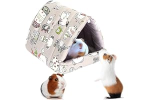 Deofun Cozy Cotton Tent for Small Animals - Guinea Pig Hideout, Hamster Bed, Portable House for Chinchillas, Rats, Hedgehogs (6.8"x7.4") (Gray)