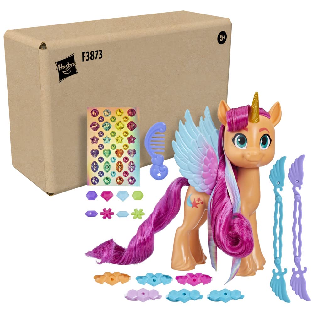 My Little Pony Toys: Make Your Mark Sunny Starscout Ribbon Hairstyles, 6-Inch Orange Pony Toy, Toys for 5 Year Old Girls and Boys and Up, with Hair Styling Accessories