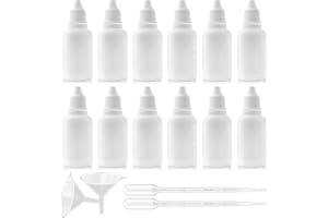 Burry Life Science 12PCS 15ML White Plastic Empty Squeezable Dropper Bottles Portable Eye Liquid Dropper Small Plastic Refillable Containers with Screw Cap and Plug (White, 15ML)
