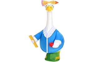GANSHAYA Back to School Porch Goose Outfits 23"/ 17'' Cement Goose Teacher Outfit Lawn Garden Yard School Classroom Decor