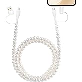 4 in 1 USB C Cable 3FT Beaded Multi Charging Cable [MFi Certified] Pearl iPhone Charger Cord USB A/Type C to Type C/iPhone Multi Fast Charger Cable for iPhone 17 16 15 14 Pro Max, for Galaxy S25 S24