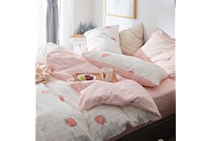 LifeTB Pink Plaid Fitted Sheet Queen 1 Piece 100% Cotton Pink Grid Bedding Bottom Sheet with 15" Deep Pocket Breathable Cotto