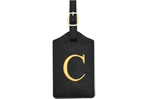 CHOIEO Luggage Tag PU Leather for Suitcase Baggage Handbag Travel Bag Label Suitcase Tag Label Tag w. Name Card & Privacy Cover (C)