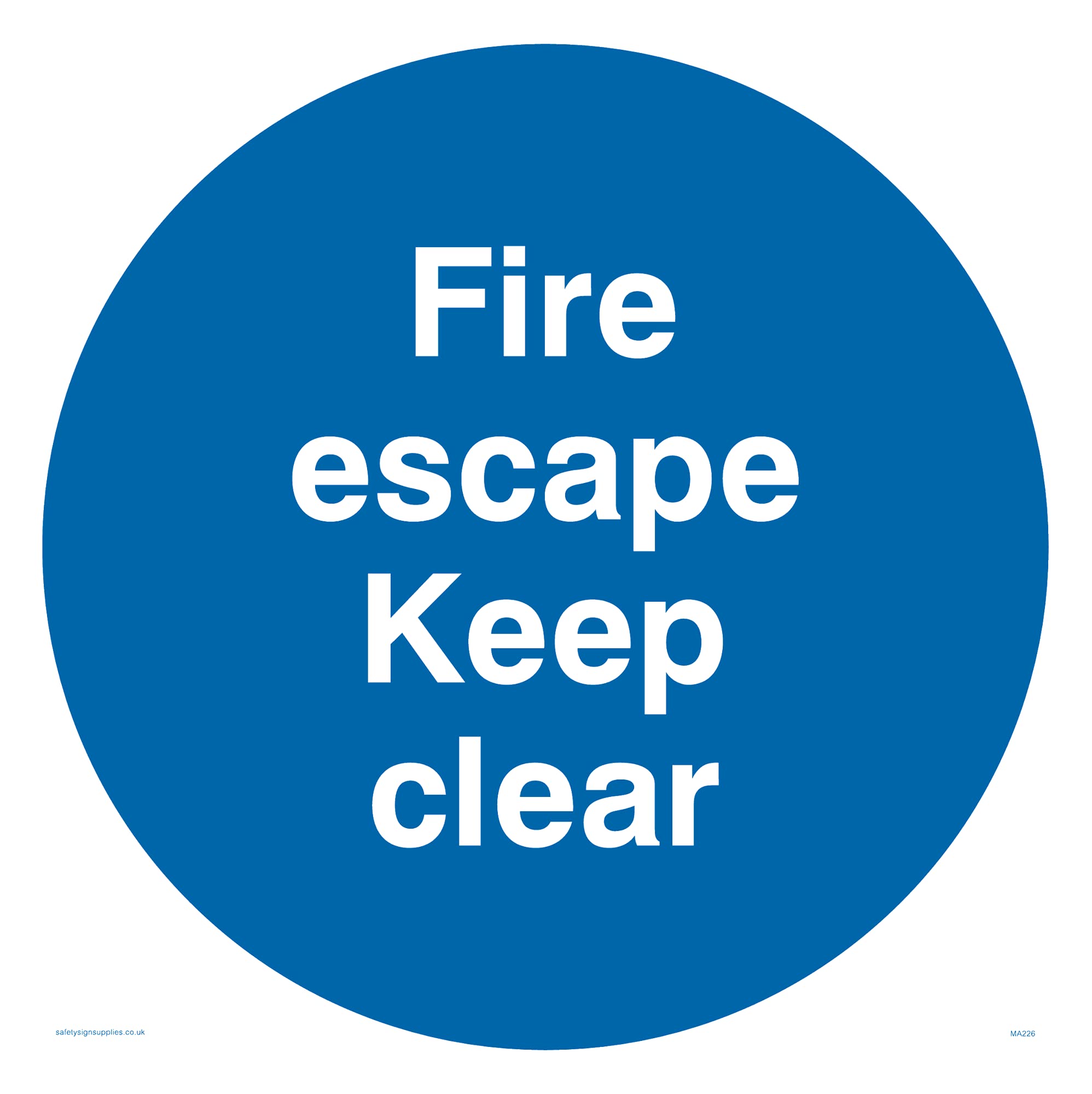 Fire escape keep clear Sign - 200x200mm - S20