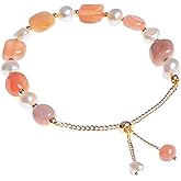 Dainty Pearl Beaded Bracelet Adjustable Chain Bracelets 14K Gold Plated Aventurine Trendy Bracelet for Women Jewelry Gift