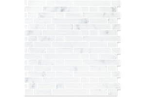Yipscazo 10 Sheets Peel and Stick Backsplash for Kitchen Wall, 12''x12'' Waterproof Stick on Backsplash Smart Tiles for Bathroom,Removable Backsplash Wall Tiles in White Marble