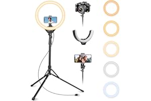 Aureday 14'' Selfie Ring Light with 62'' Tripod Stand and Phone Holder, Dimmable LED Phone Ringlight for Makeup/Video Recording/Photography, Circle Lighting for All Cell Phones