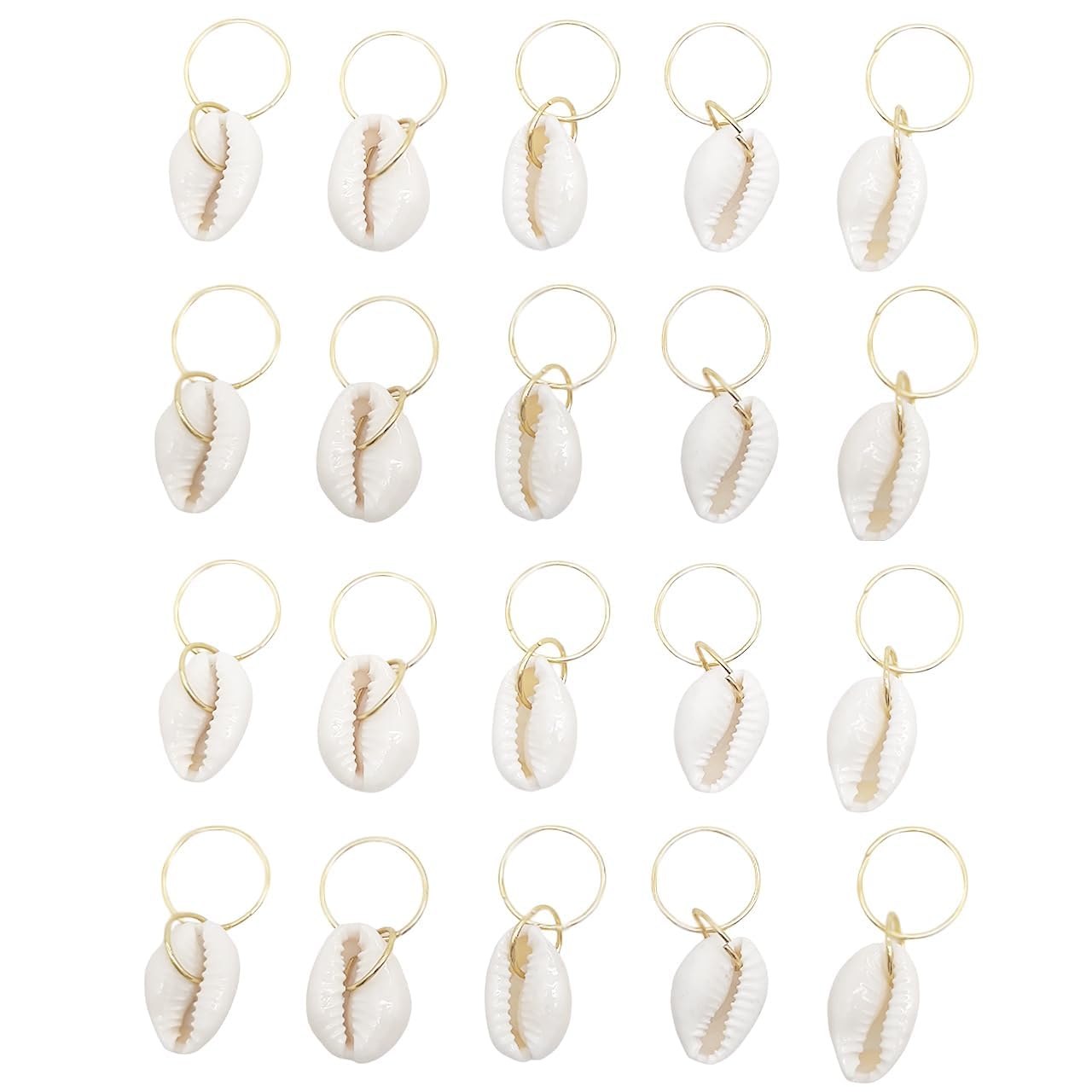 Photo 1 of 20 Pack Shell Hair Clip, Cowrie Shells for Hair for Women Seashell for Hair Braids DIY Sea Shell Gold Hair Rings Accessories
