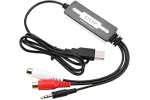 USB Audio Capture Recorder Card Converts Turntable LP/Cassette Tape Audio to MP3/WAV Digital Music Converter Adapter, Support