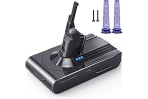 Morpilot Battery for Dyson V8, 21.6V 5000mAh Li-ion Battery Compatible with SV10 V8 Animal V8 Absolute V8 Motorhead V8 Carbon Fiber V8 Fluffy Series Cordless Vacuum, 2 Filters and 2 Screws Included