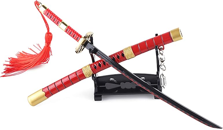 Amazon ワンピース 金属模造刀キーホルダー ワンピース ロロノア ゾロ サンダイオニ 彻 原版刃フィギュア 剣置き 刀袋付き 武士刀 金属製 弾力刀 日本刀 One Piece武器シリーズ キーチェーン 長さ約22センチ キーケース キーホルダー 車 バイク