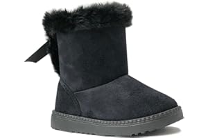 REDVOLUTION Kids Boots Toddler Girls Cute Butterfly Bow | PomPom PU leather Boot (Toddler/Small Kid)