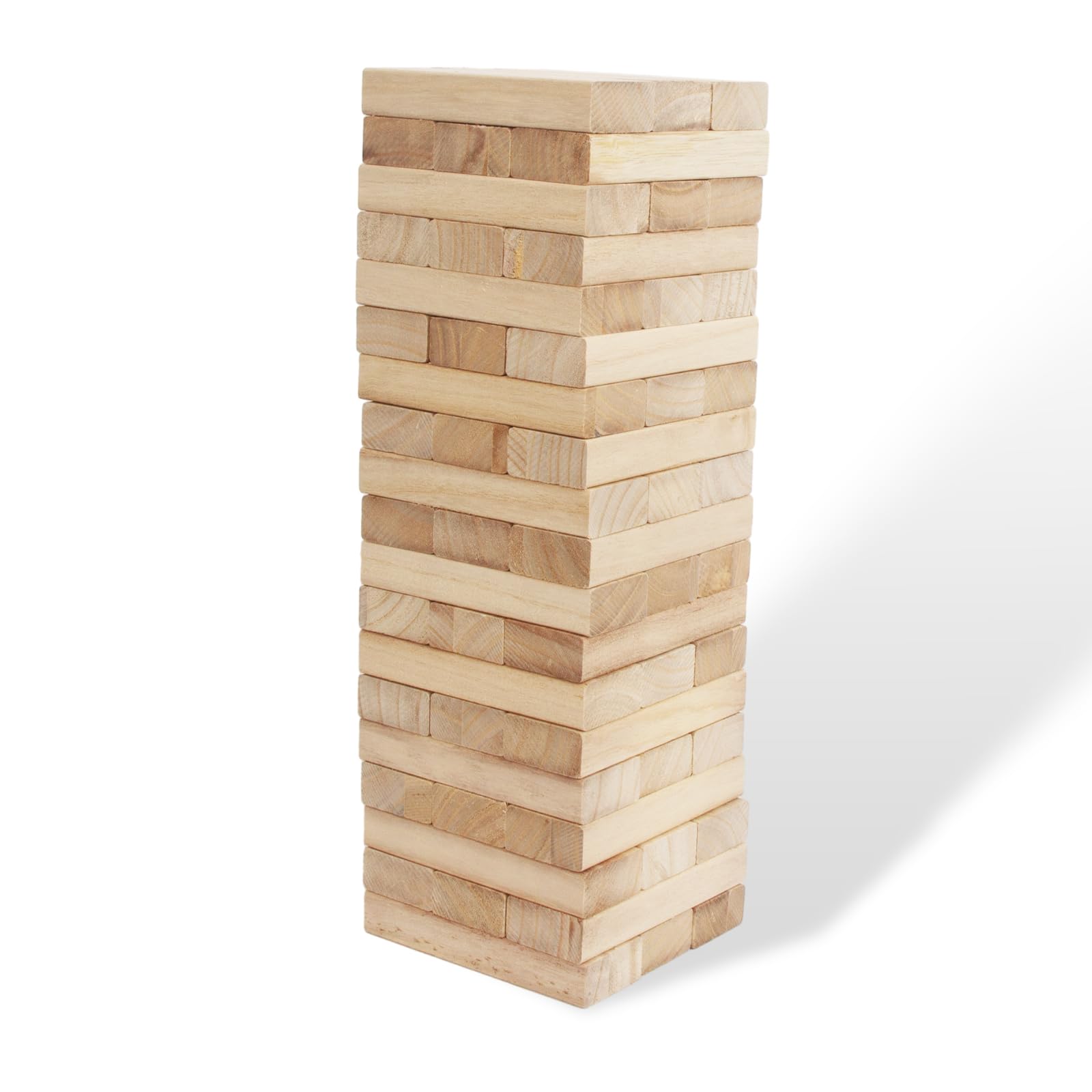 WOODENFUN Large Wooden Tumbling Tower Game, Stack to Over 45cm 57pcs Jumbo Yard Games Outdoor Timber Stacking Game Night Toy Gift for Kids Adults Family