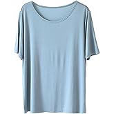 AUPancc Modal Pajamas Women's Pajama Tops - Sleep Shirts for Women, Pure Color Round Neck(5 Colors)