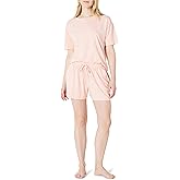 Amazon Essentials womens Soft Cotton Blend Short Sleeve T-Shirt and Short Sleepwear Set