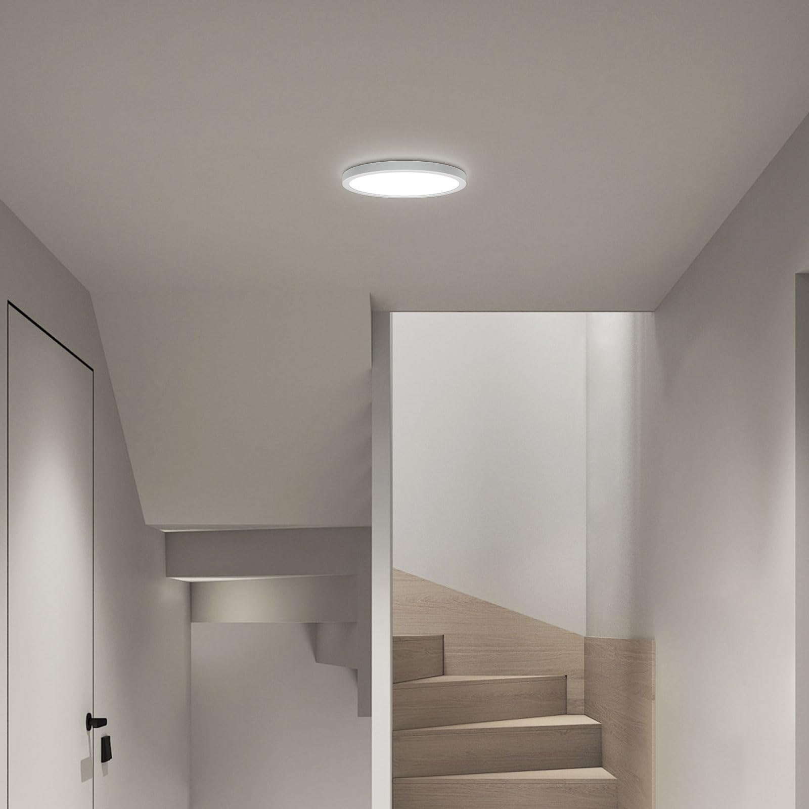 Taoellen 6W LED Ceiling Light, Mini Size Flush Mount Ceiling Light, 6500K Cold White Round Ceiling Lamp for Stairwell, Porch, Walkway, Cloakroom, Balcony