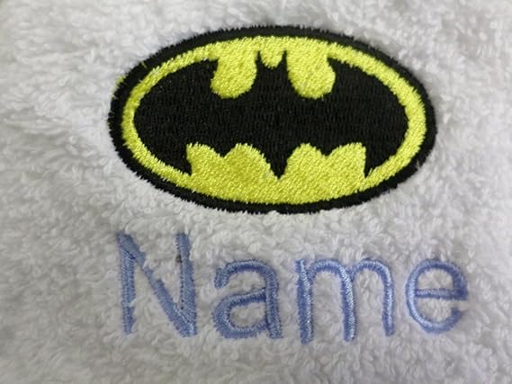 Handtuch, Badetuch oder Badelaken, mit einem Batman-Logo und Namen Ihrer Wahl., 100 % Terry-Baumwolle, White, Black, Aqua, Cr